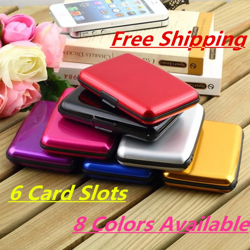 6 Card Slots Hot Sale Surface Waterproof Fashion Aluminum Card Holder Package Business ID Credit Card Wallet Case Pocket Purse