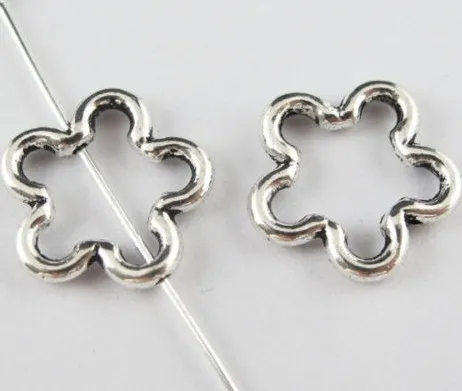 200 Tibetan Silver Hollow Out Flower Spacer Bead Stopper For