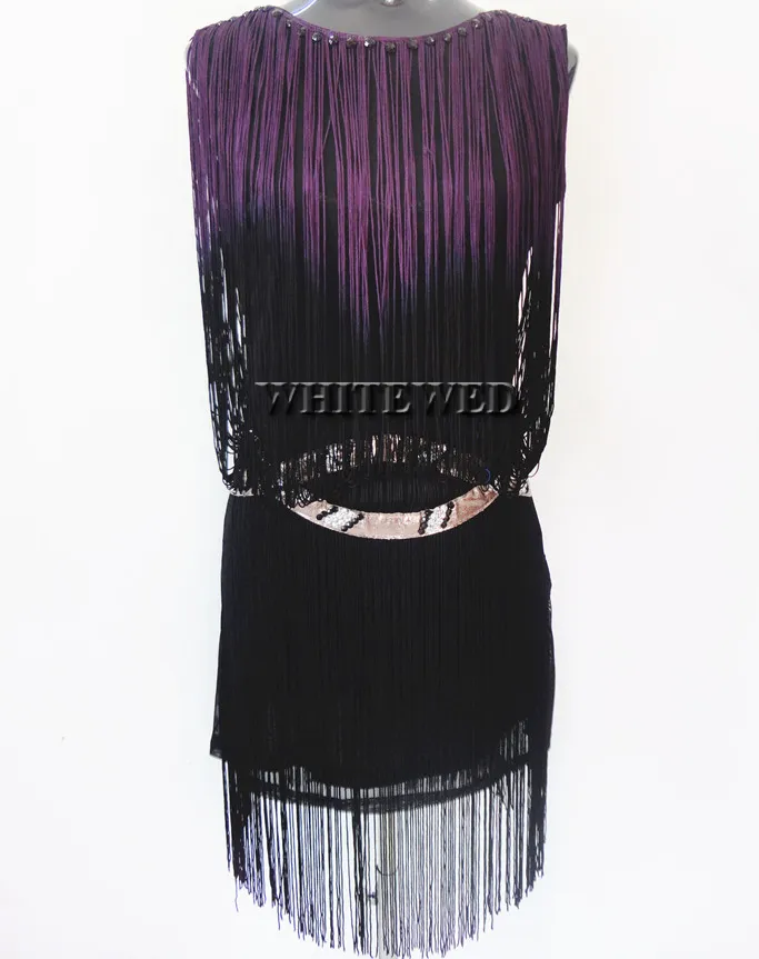Cute Modern Classy Off the Shoulder Long Fringed Trim Gradient Sequin 1920S Flapper Cocktail Dress Costumes