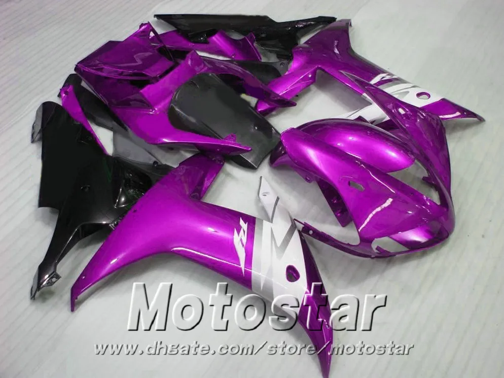 Injektion Gratis Frakt Fairing Kit för Yamaha YZF-R1 2002 2003 Lila Vit Svart Motobike Fairings Set YZF R1 02 03 HS3