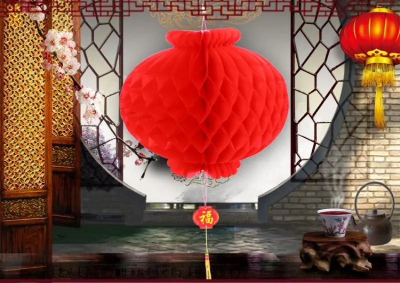 Ny ankomst 15cm ~ 40cm röd kinesisk papper lyktor för bröllopsfestival födelsedagsfest blommig heminredning / gratis frakt