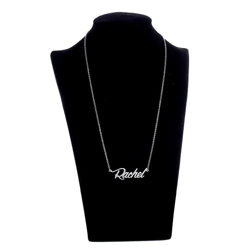 Donne personalizzate 18K oro placcato Nome personalizzato collana quot rachel quot in acciaio inossidabile lettere a ciondoli personalizzati Nameplat6736622