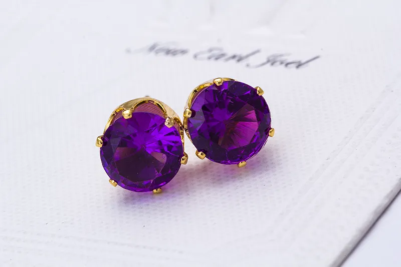 Stud Earrings Wholesale Fashion Round Favorite Design 18 K Gold Plated Studded Candy Crystals CZ Diamond Stud Earring For Women