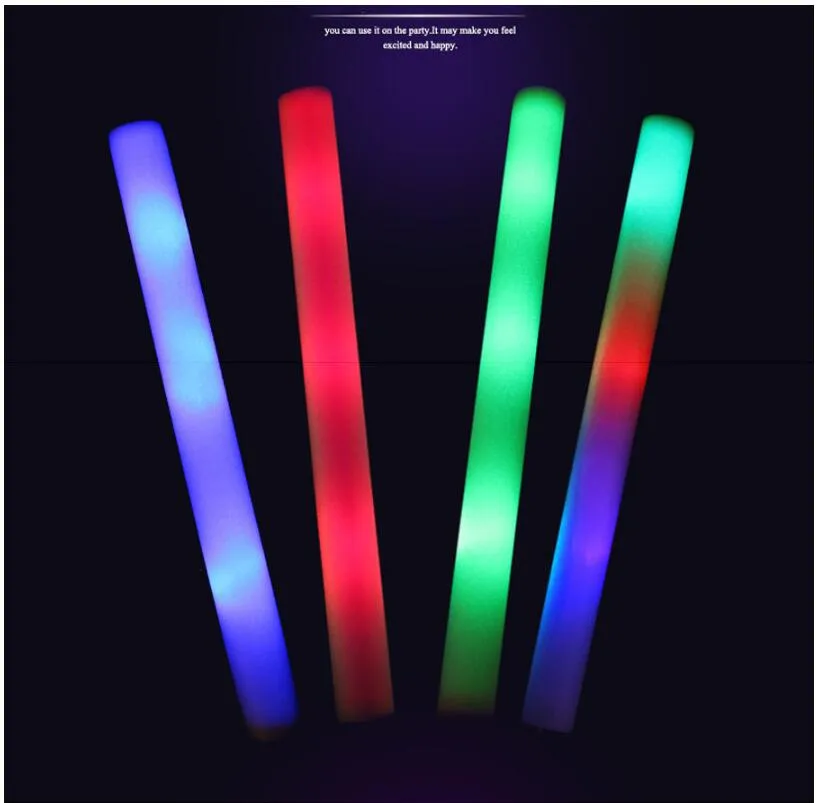 LED Foam Stick Colorful Flashing Batons 48cm Red Green Blue Light-Up Stick Festival Party Decoration Concert Prop Bar