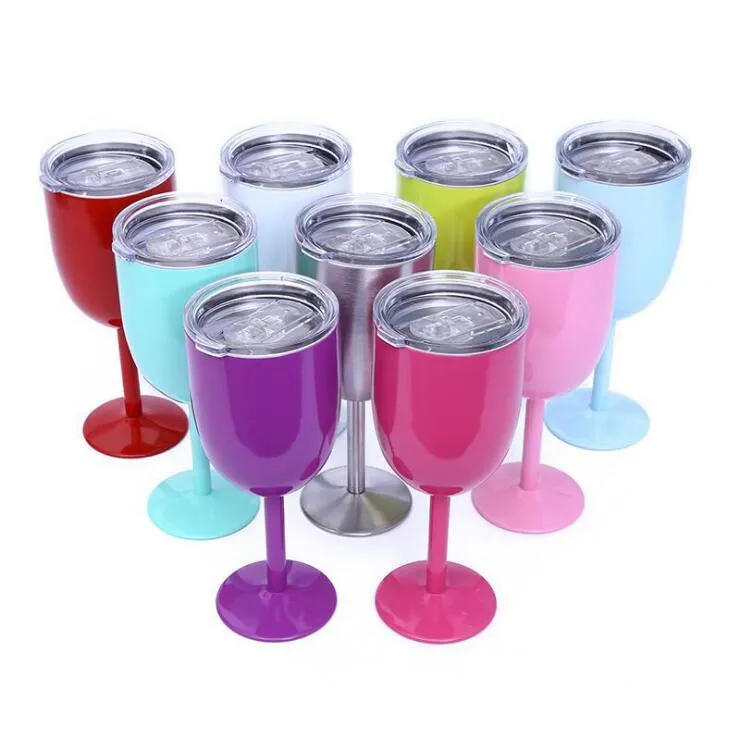 10oz metal red wine glass Hydration Gear insulated cooler stianless steel goblet with lids Tumbler cup home chicken festi6770676