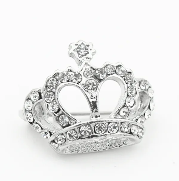 1 pouce Vintage Look Rhodium Argent Placage Clair Strass Cristal Diamante Couronne Pageant Cadeau Pins Broche