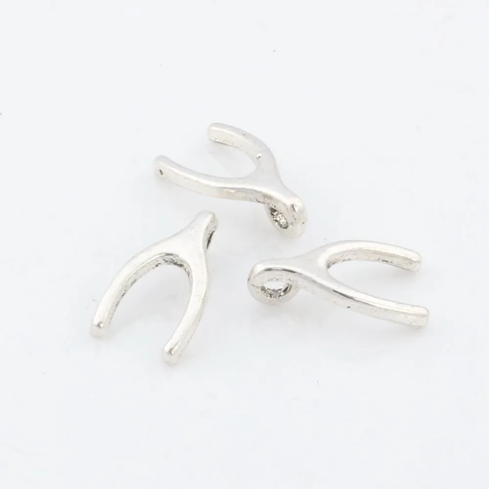 Heet ! 150 stks Antiek Zilver Wishbone Charm Hangers Sieraden DIY 8.5 x 15.2mm