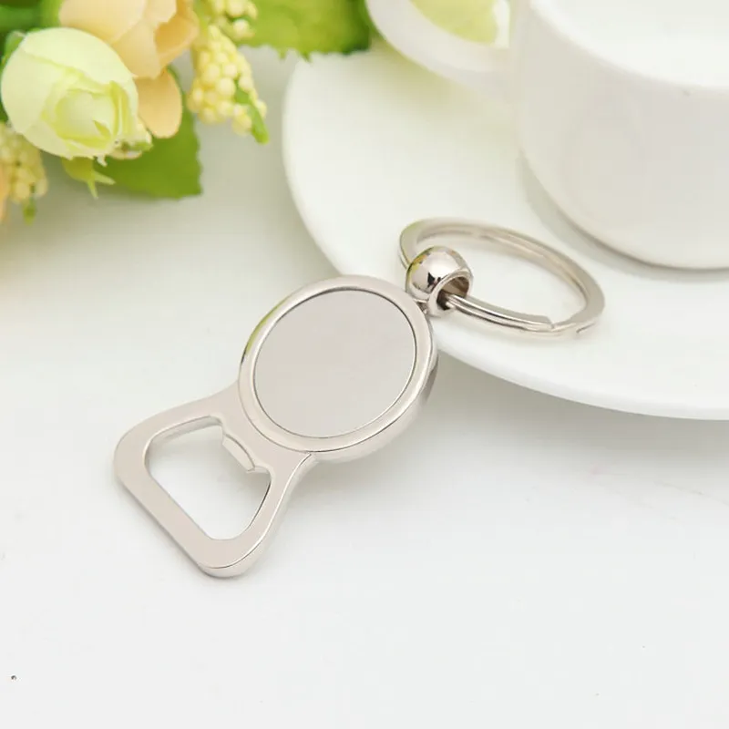 Bierflesopener Sleutelhanger Ringen DIY voor 25mm Glas Cabochon Sleutelhangers Legering Keuken Gereedschap Mannen Geschenken Sieraden Graveerbare Sleutelhangers DHL