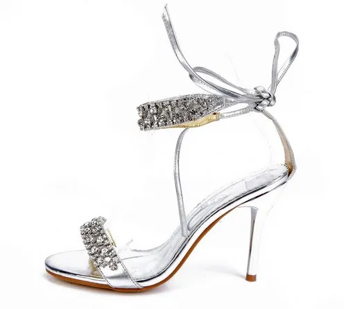 Hot Sell Newest Style Silver Wedding Shoes Bridal High Heel Diamond ...