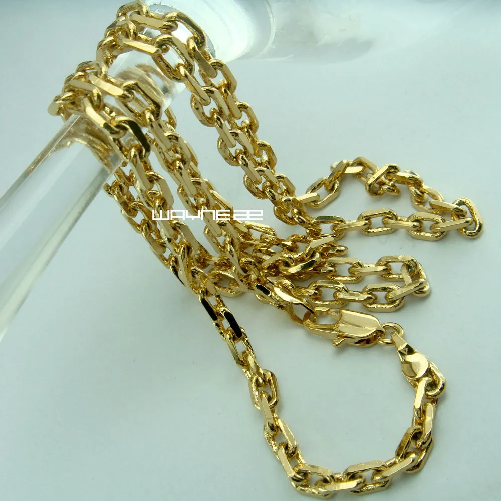 18K 18CT Gold Filled Men's 3.5mm width 59cm Length Chain Necklace N286