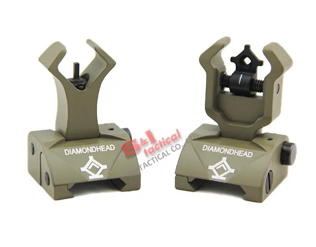 Diamondhead DIAMOND Combat Flip-Up Rear & Front Sight for Picatinny Rail Black/Dark Earth