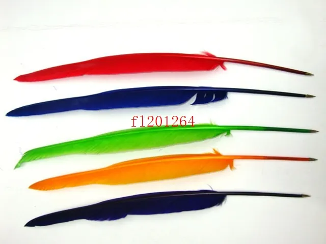 Newest Retro Style Feather Quill pen Goose Ballpoint Pens For Office Student Collect Wedding gift,