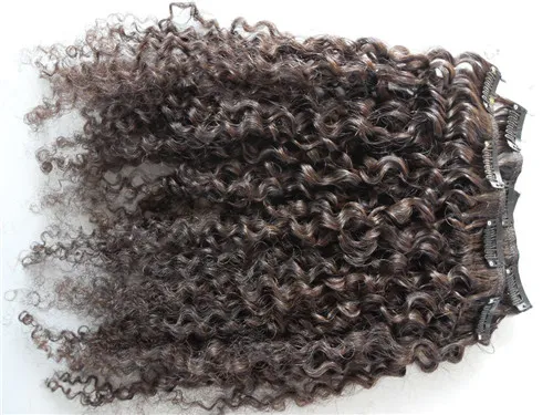 new chinese curly hair weft clip in kinky curl weaves unprocessed natural black color dark brown color human extensions chinese ha4519011