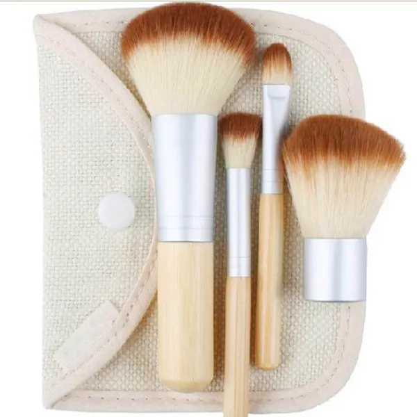 1 set / 4 unids venta caliente de bambú amigable con la tierra elabora hermosos conjuntos de pinceles de maquillaje para la moda herramienta de maquillaje