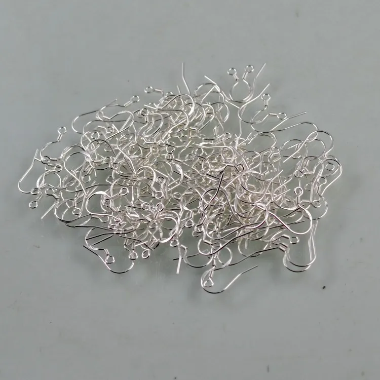 Hot Sterling 925 Silver Carring Hehits Fishwire Hooks Jewelry DIY 15mm Fish Hook Fit Fit Fit