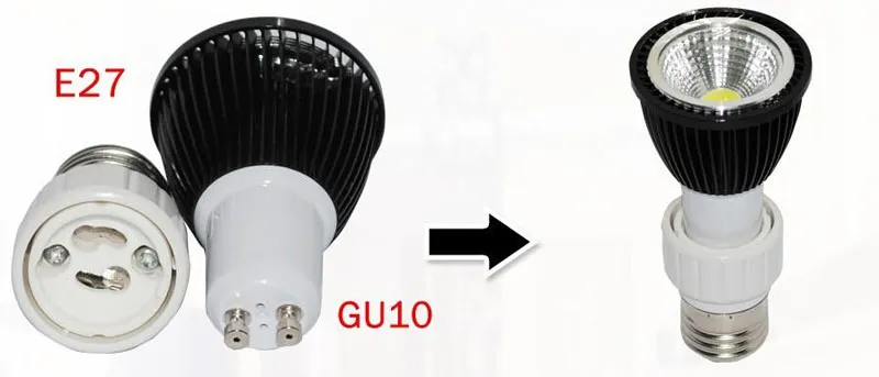 2016 CE RoHS NEW Light Lamp Bulb Adapter Converter LED E27 till GU10 Socket Holder Lampa lampa uttag för GU10 vit kropp
