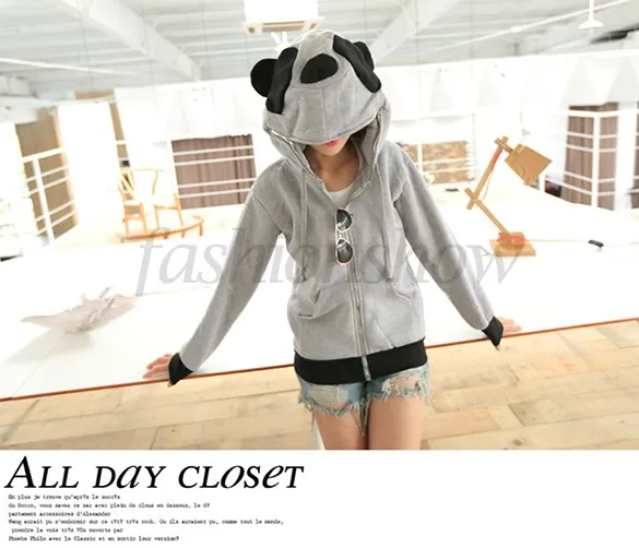 Partihandel 2014 Hot Fashion Women's Hoody Warm Cute Panda Hoodie Ytterkläder Jacket Sweatshirt B19 SV007946