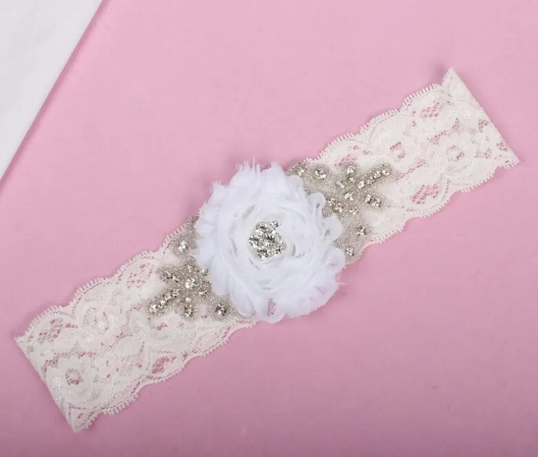 Cintura da sposa in pizzo bianco elasticizzato con perline di cristallo con fiore fatto a mano sexy 9138722