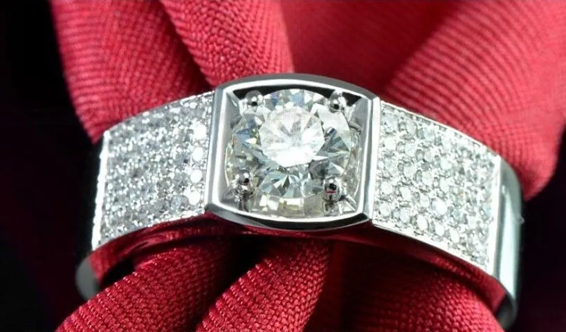 Atmosfärstorlek 8-13 Lyxig smycken 10kt vitguld fylld Topaz CZ Diamond Gemstones Män Engagemang Bröllopsring för älskare