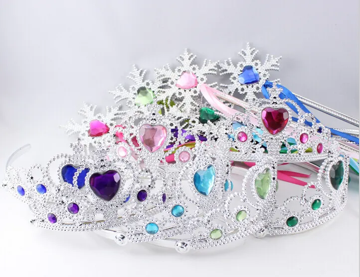 Snowflake ribbon wands crown set fairy wand kids girl Christmas party snowflake gem sticks magic wands headwear props decoration colorful