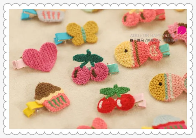 HOT 2020 spring summer little girls Hair Accessories pony children hair pin korean style cute knit cartoon kids hair clip ab1271