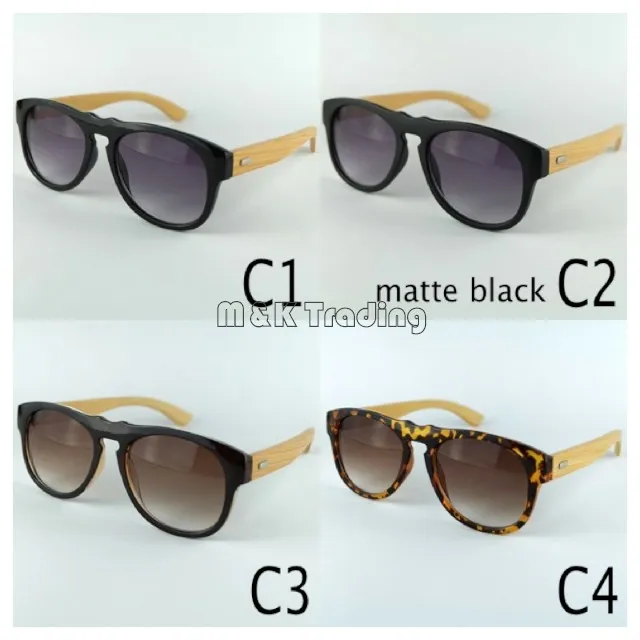 Wood Sunglasses Black Vintage Sun Glasses For Women And Men Big Plastic Frame Bamboo Temples