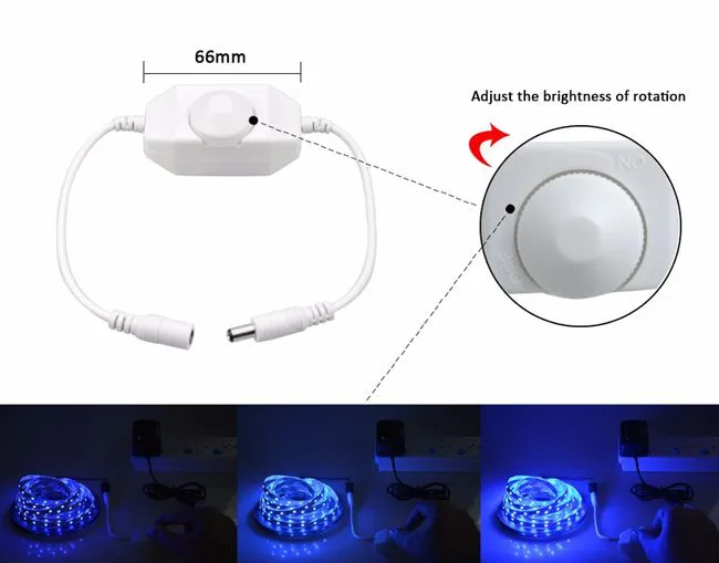 3528 5050 5630のためのミニLED明るさ調整スイッチ調光器コントローラーは単色のLEDストリップライトLED調光器12V、24V