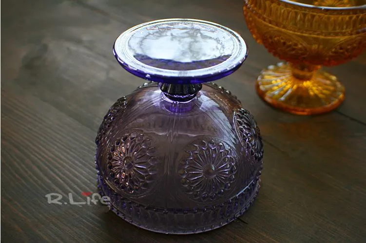 4 kolory Zakka w stylu europejskim rzeźbione reflektory Glass Sun Flower Desser Glass Sałatka Narzędzia lody 6148032