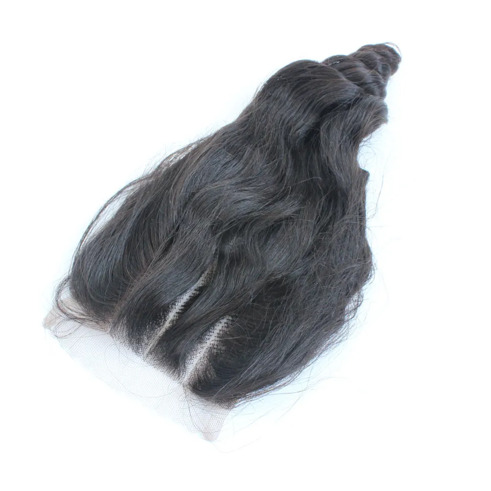 7A Fechamento de renda 35x4 Cabelo birmaneso Onda solta Cabelo humano Top Lace Peças com nós branqueados de 3 vias de 3 vias estoque5021757