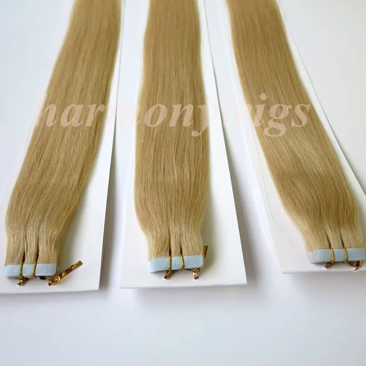 50g Tape in Hair Extensions Glue Skin Weft 18 20 22 24inch 60Platinum Blonde Brazilian Indian Remy human hair HARMONY2372750