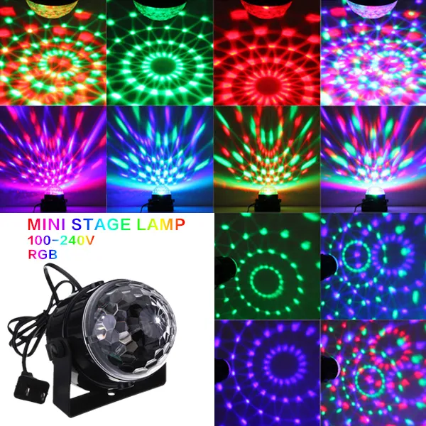 Mini RGB LED Projetor DJ Iluminação Light Dance Disco Som Activado por Voz-ativado Cristal Magic Ball Ball Party Christmas Stray Lights Mostrar