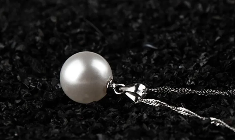 Yhamni Mode Original 925 Sterling Silver Pearl Pendant Halsband för Kvinnor Silver Kedjor Uttalande Halsband Smycken Partihandel BKN012