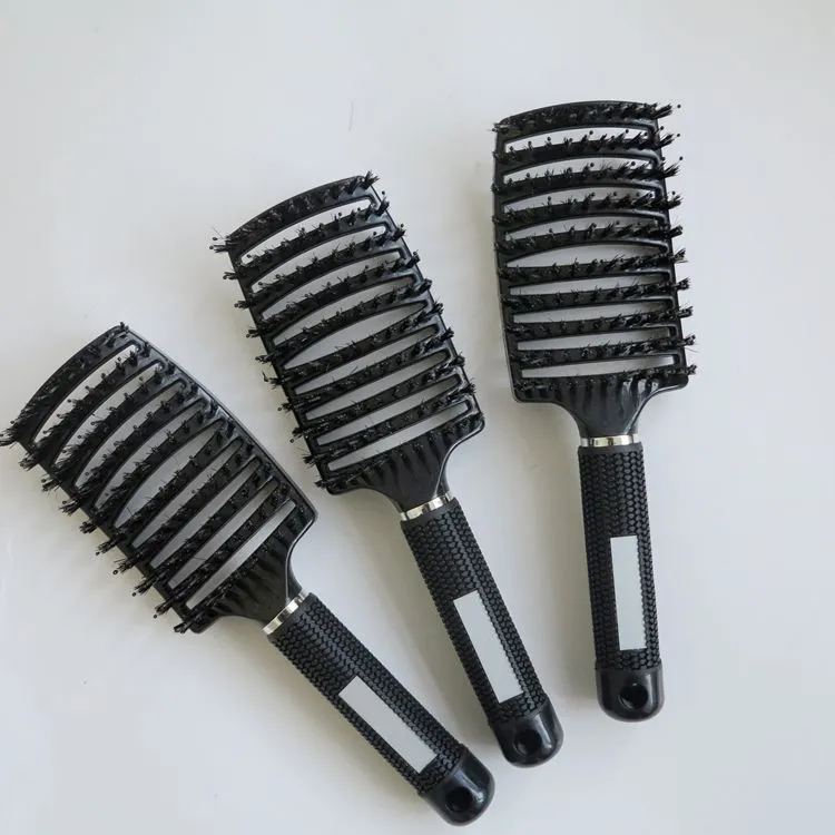 Professionele Hair Extensions Bristle Haarborstels Kam Anti-Statische Heat Curved Vent Barber Salon Haarstyling Tool Rows Tine Comb