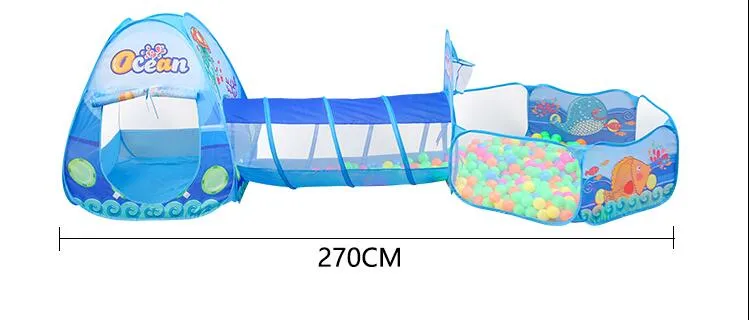 Crianças Brincam Barraca de Túnel Esfera com Caixa de Cesta De Basquete Animais Do Oceano 3 em 1 Conjunto Pop-up Fácil Dobra Aberta Tubo Cubby Teepee