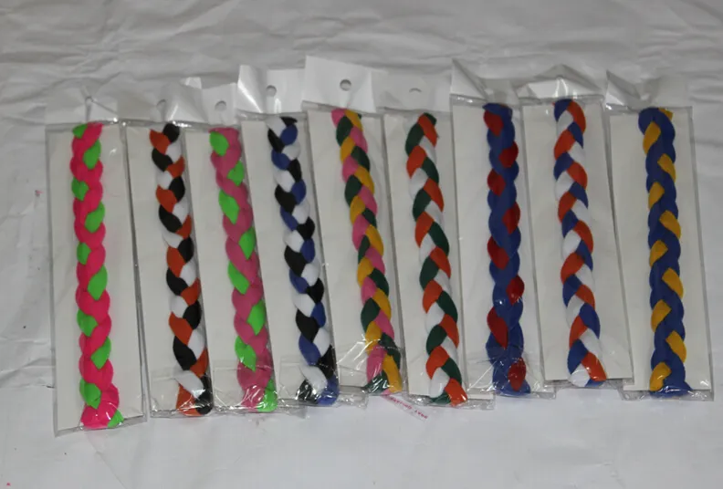 Hot Selling 2015 voor Kerstmis softbal hoofdband 3 touw gevlochten hoofdband 6 stuk sport gevlochten elastische hoofdbanden voor meisjes softbal