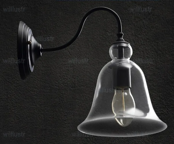 YC Crystal Bell Wall Lamp Modern Wall Sconce Loft 벽으로 밝은 유리 벽 조명 라운지 거실 식당 거울 램프 바 H9556893