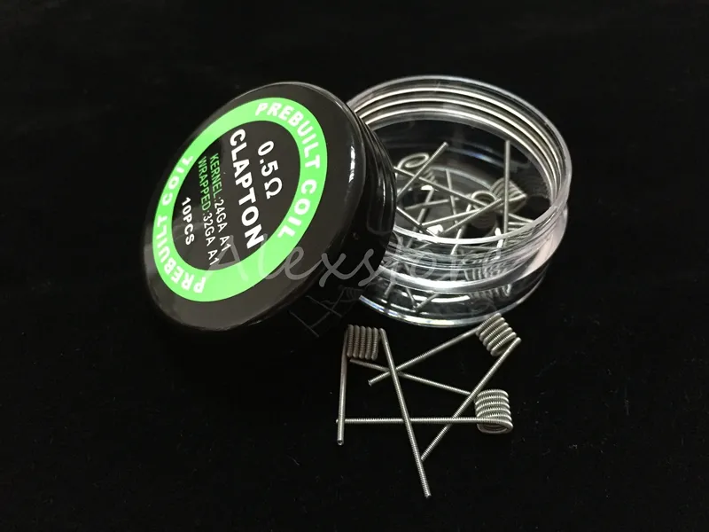 Fio torcido plano Bobinas de clapton fundidas Hive fios de envoltório pré-fabricados Alien Mix torcido Quad Tiger 9 Resistência de aquecimento diferente 10 unidades / caixa para RDA