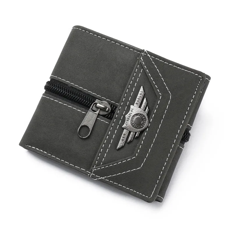 high quality fashion short coin purse super slim business style zipper Punk vintage student men designer leather wallets