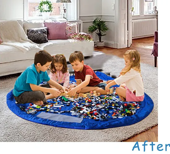 Kids Play Mat Toy Mats Portable collapsible Large Nylon Storage Bag Toys Organizer Rug Box Dolls 150cm blue pink XL