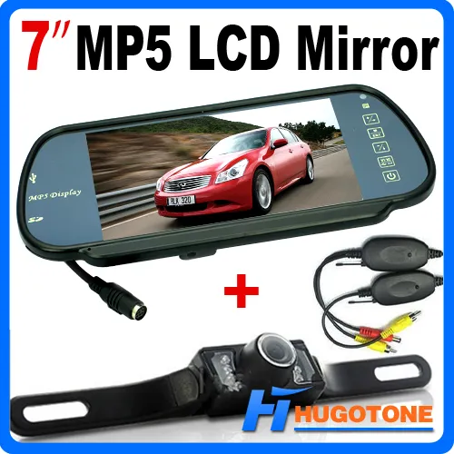 HD 7 Inch Auto Bluetooth MP5 Achteruitkijkcamera LCD Monitor Mirror Auto Reversing LED Nightvision back-upcamera