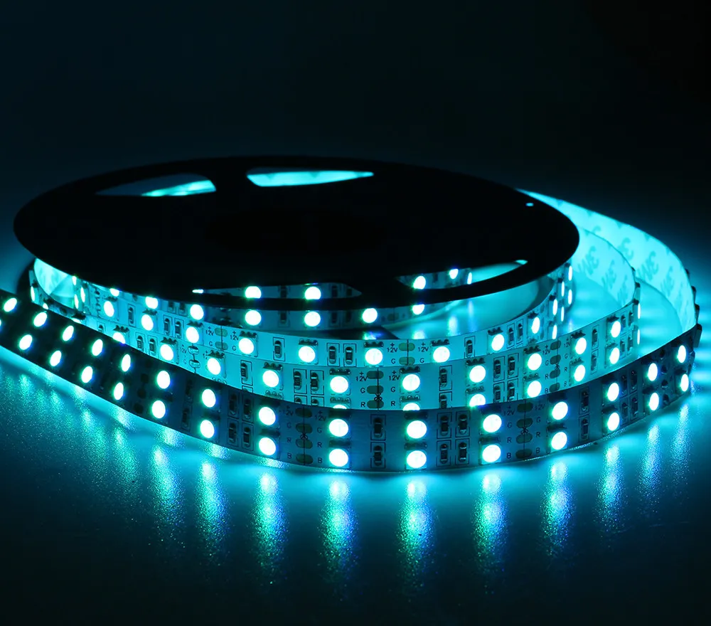 LED-strip SMD 5050 RGB 120LED / M Flexibele strip Licht 600LED Dubbele rij No-Waterdicht DC12V RGB wit / warm / wit / blauw / rood / groen