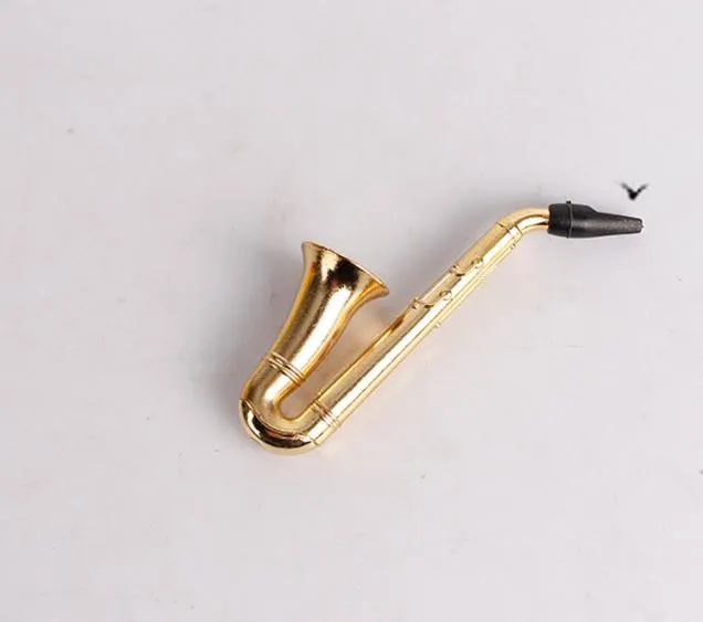 Novel Creative Suction Card with A Mesh Set of Metal Pipe Gold-plated Saxophone Filter Cigarette Holder Smoking