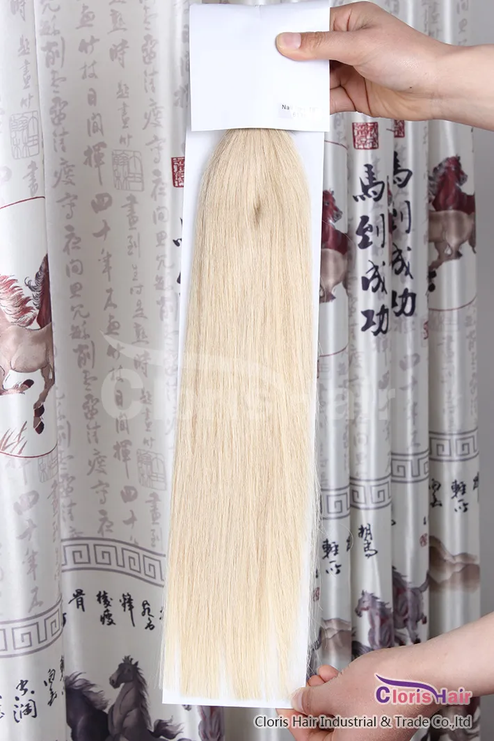 100s 18"-22" Indian Remy Prebonded Fusion Keratin Nail Tip U Tip Human Hair Extensions Bleach Blonde #613,0.5g strand