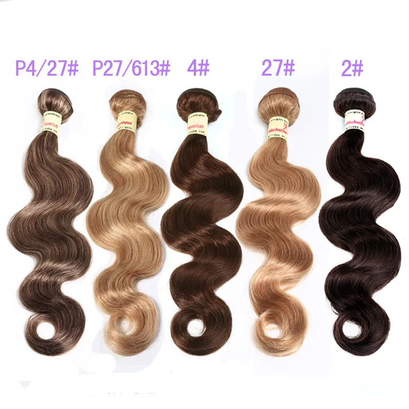 Brazilian Virgin Hair Body Wave Hair Weave Bundles Obearbetade Virgin Brazilian Body Wave Mänskligt hårförlängningar Röd Brun Blond