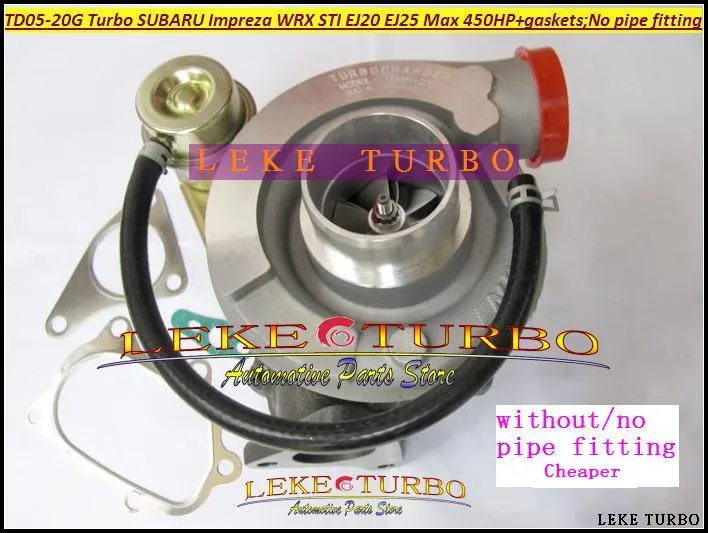 Groothandel TD05-20G TD05-20G-8 TD05 20G Turbo Turbocharger voor Subaru Impreza WRX STI EJ20 EJ25 MAX 450HP-pakkingen; Zonder geen buisfitting