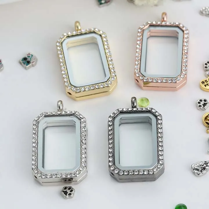 Top Grade Fashion Square Floating Locket DIY Transparent Glass Frames
