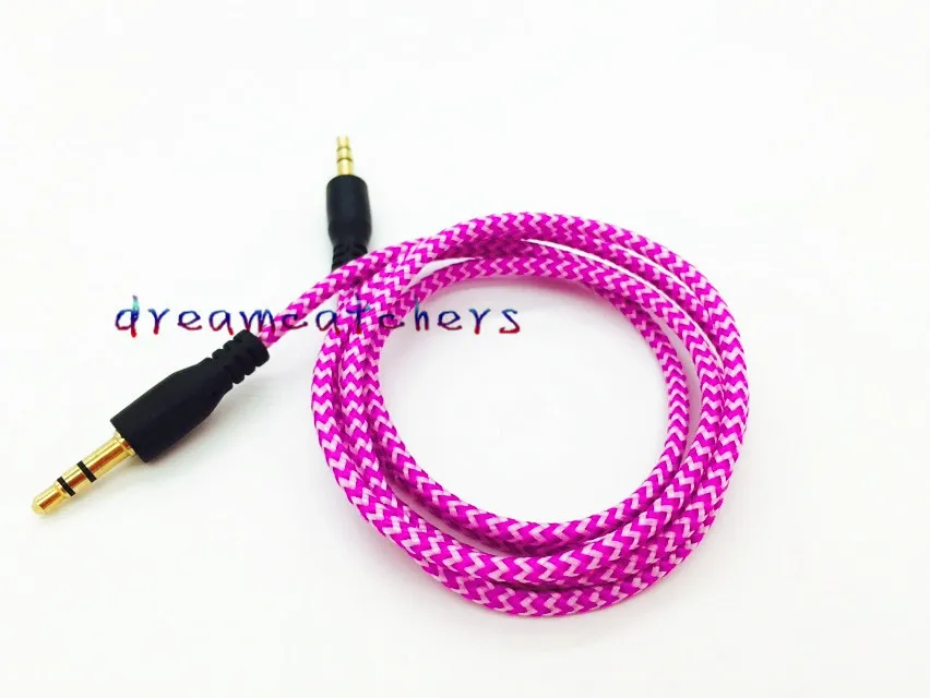 3,5 mm falisty kabel audio 1 m 3 stopy pleciony splot przedłużacz męski Jake Stereo przewód pomocniczy AUX dla Iphone Samsung HTC telefon komórkowy MP4 głośnik PC