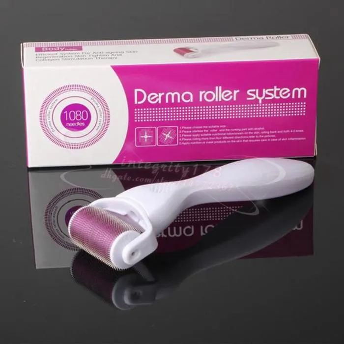 10 pçs / lote titanium drs 1080 microneedle derma roller com cabeça permutável microneedle terapia para celulite e esticar marcas