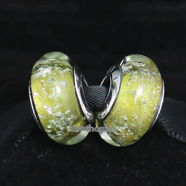 7 stks veel Losse Kralen Handgemaakte Lampwork 925 Sterling Zilver Fluorescentie Murano Glas Charm Kraal Past Europese Pandora Sieraden Bra237Q