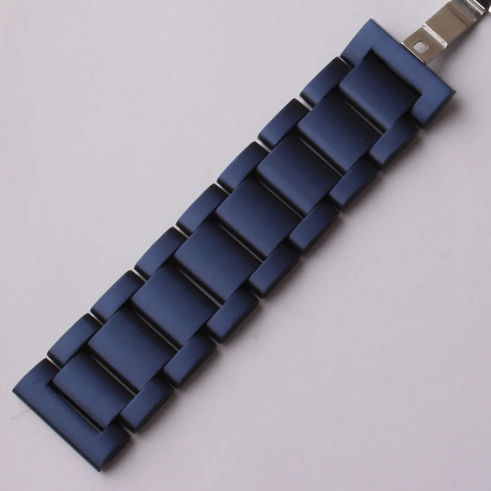 Bekijk bandriem nieuwe mode -stijl horlogeband kleur blauw mat roestvrijstalen metalen armband voor slimme horloges accessoires vervangen255W